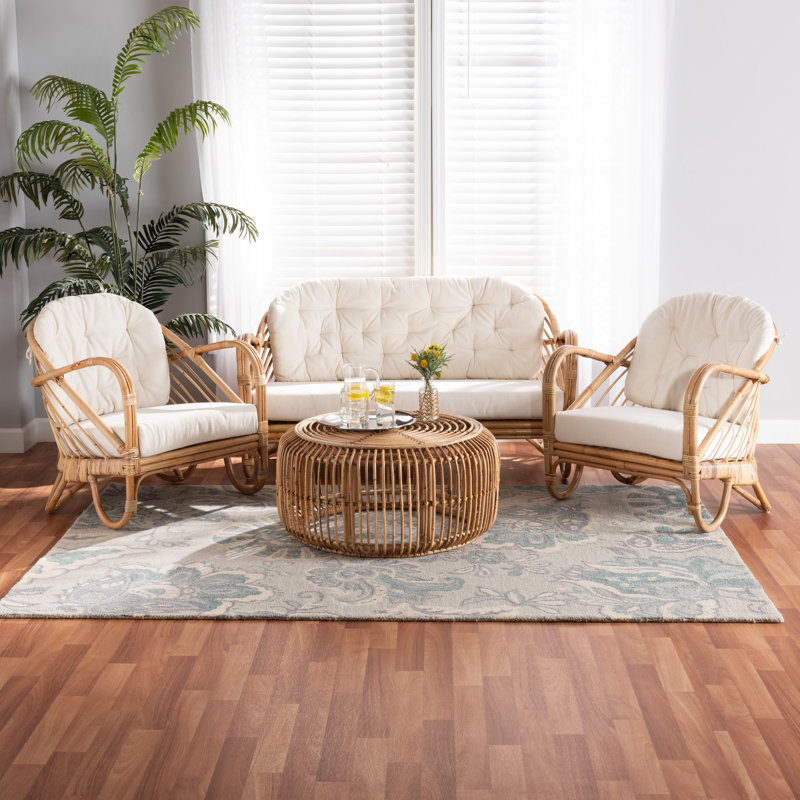 Bayou Breeze Ingrassellino 4 Piece Rattan Living Room Set Wayfair
